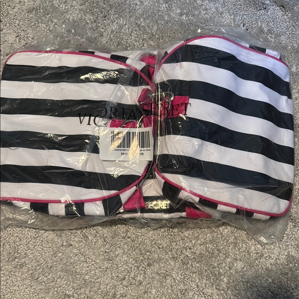 Victoria's Secret Black and White Striped duffle bag